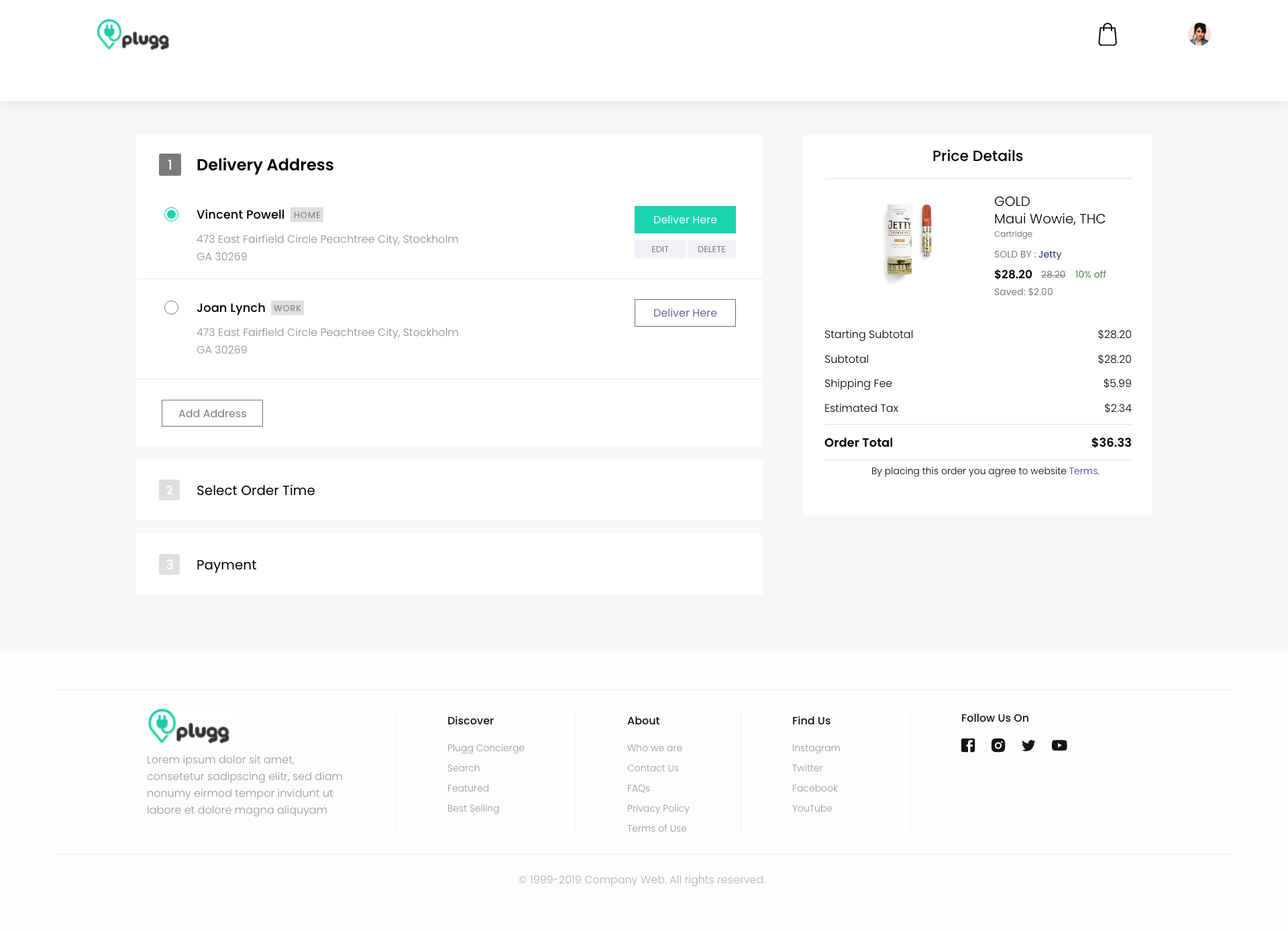Plugg guided checkout — address step