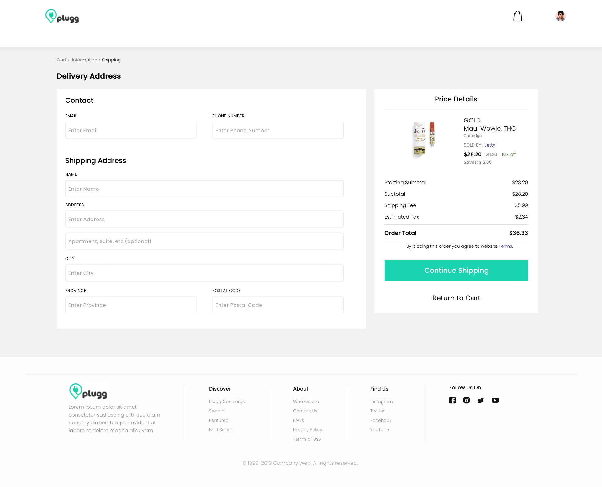 Plugg first-order checkout form